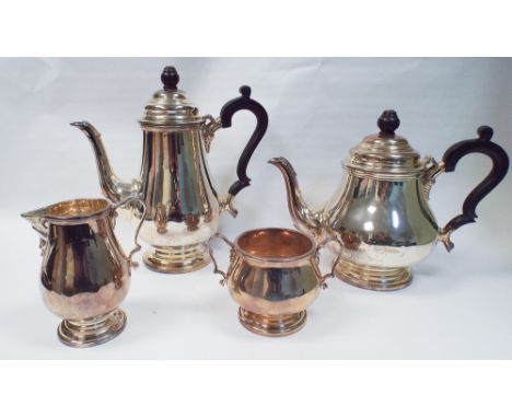 4 piece hallmarked silver tea and coffee service, modern Sheffield hallmarks, gross weight 72oz troy all in 
