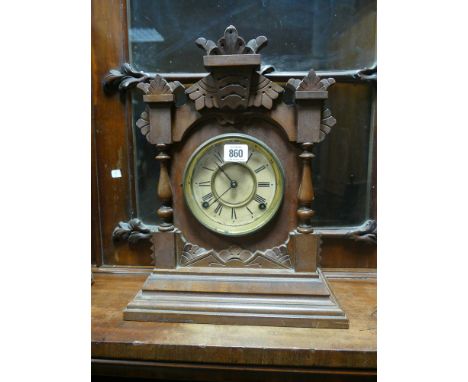 Edwardian striking bracket clock in walnut case 