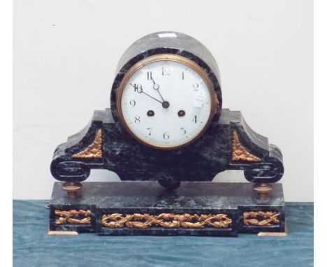 French green marble veined striking mantel clock 
