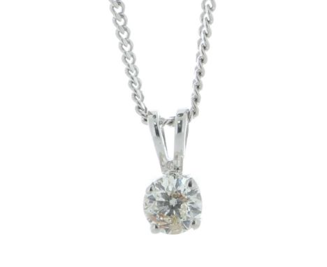 18ct White Gold Single Stone Prong Set Diamond Pendant 0.41 Carats - Valued By IDI £2,680.00 - This dainty and luxurious soli