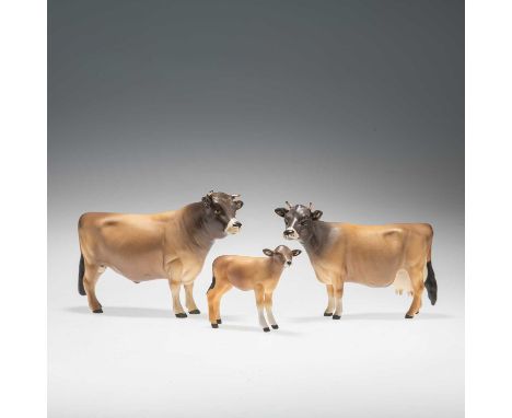 A BESWICK MODEL OF A JERSEY BULL CH. DUNSLEY COY BOY model no. 1422, light brown matt, 11.9cm high; a Beswick model of a Jers