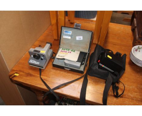 Two Polaroid cameras and a Cine camera