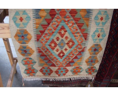 An approx 6'7" x 2'2" vegetable dye Chobi Kelim runner