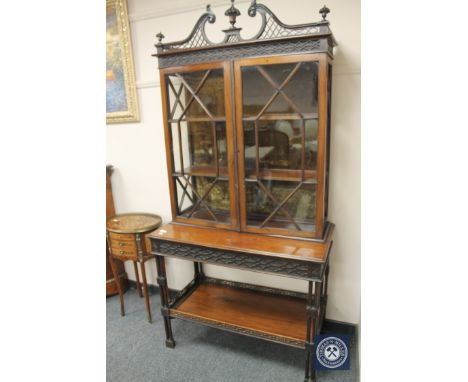 A 19th century Chippendale style mahogany cabinet on stand, width 96 cm 