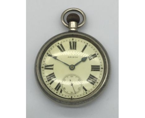 A WW2 era Aristo Admiralty pocket watch (possibly for submarine use), with 15 jewel Swiss movement. Marked with a large broad