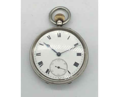 A WW1 era sterling silver English Lever pocket watch, by Goldsmiths & Silversmiths Co Ltd London, as issued to the Royal Arti