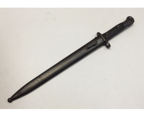 A Portuguese Mauser-Verguiro M1904 pattern bayonet with scabbard. Makers mark for the German company, Simson & Co.Slab wooden