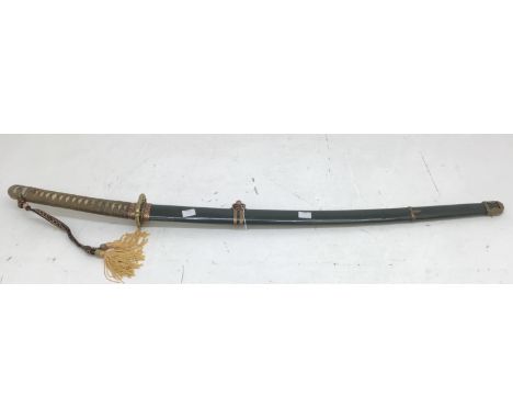 Japanese WW2 issued Katana Sword, signature to tang, scabbard and handle mounts have been cleaned at some point as well as th
