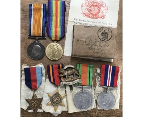 WW1 and WW2 Medals, WW1 War and Victory to 417273 Pte F. Faulkes of the Royal Army Medical Corps and WW2 1939-45 Star, Burma 
