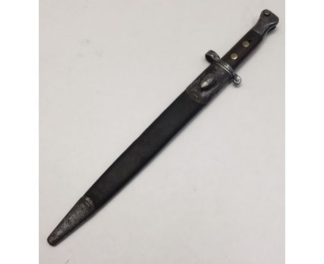 1888 pattern Boer War era Lee Metford MK1 Type 2 bayonet with scabbard.Manufacturer stamped at the ricasso for Sanderson Shef