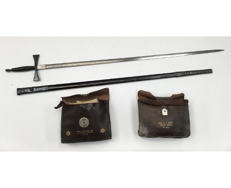 A vintage Masonic sword and scabbard, by Spencer & Co, Great Queen Street, London. Dating from circa 1940, with blued hilt an