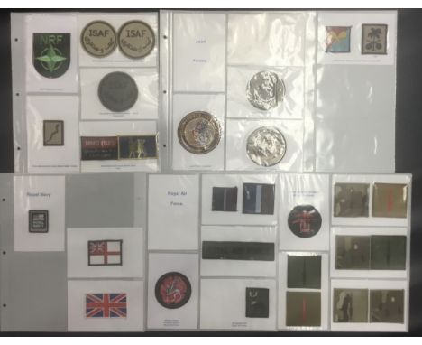 A selection of modern embroidered military patches, representing various countries. To include: NATO response force, Afghanis