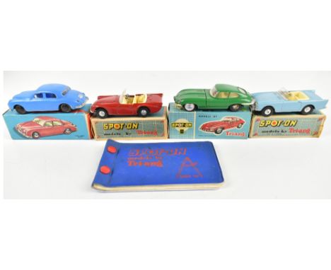 TRI-ANG; three boxed models comprising Jaguar XK E in green, Sunbeam Alpine in light blue and Daimler SP 250 in red, also a b