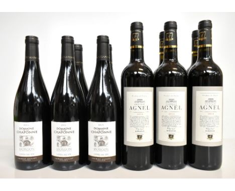 FRANCE; six bottles of Chateaux Agnel 2014 Minervois red wine, 13.5% 75cl, and five bottles of Domaine de la Chaponne 2015 Mo