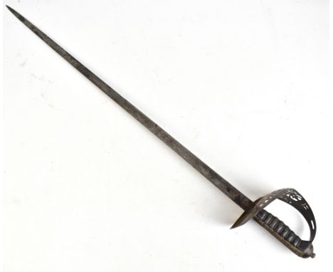 A George V officer's dress sword with pierced guard, wire-work shagreen grip and engraved blade by Moses and Sons of London, 