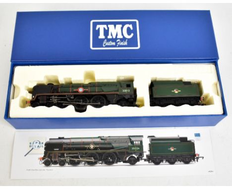 HORNBY; a boxed TMC Custom Finish Merchant Navy Class 'Blue Funnel 35013' Locomotive and Tender with instructions and DCC uni