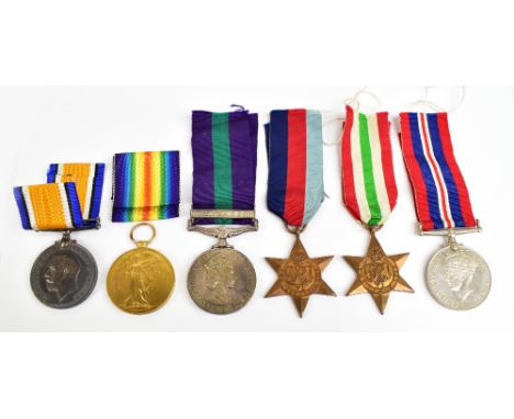 A mixed group of medals comprising WWI War and Victory Medal duo awarded to B.Z.3760 J.Woore Sig. R.N.V.R., a WWII trio compr