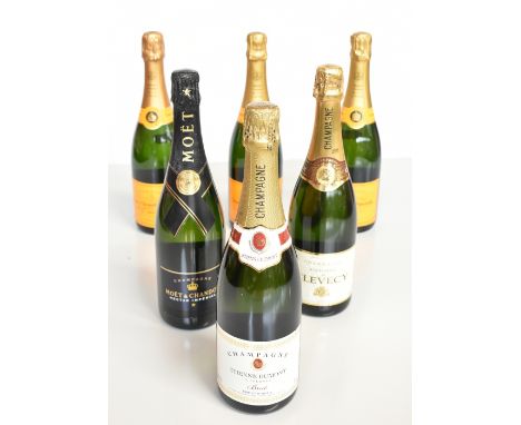 CHAMPAGNE; six bottles comprising three Veuve Clicquot Ponsardin Brut, single Moët & Chandon 'Nectar Impérial' Etienne Dumont