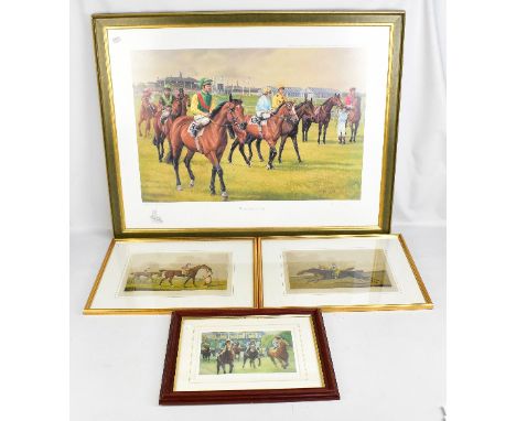 SJ WINGATE; a signed limited edition coloured print, 'The Spirit of the St Leger', 339/575, 49.5 x 72.5cm, two racing themed 