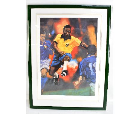 PELE (EDSON ARANTES DO NASCIMENTO); a signed limited edition coloured print, further signed indistinctly by the artist, 1226/