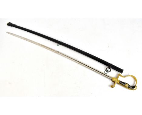 A Third Reich officer's dress sabre, the fullered blade with marks for Puma Solingen, blade length 80cm, the gilt hilt with e