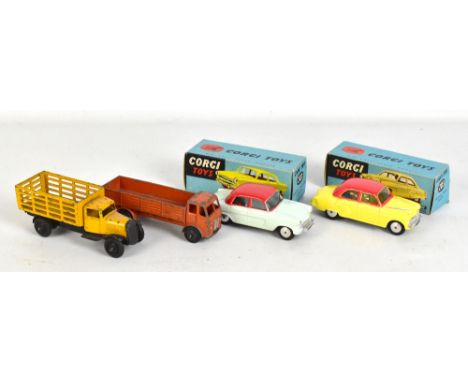 CORGI; a boxed 203 Vauxhall Velox Saloon and 207 Standard Vanguard III Saloon, also two loose Dinky trucks (4).Additional Inf