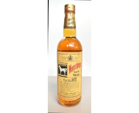 WHISKY; a single bottle of White Horse Scotch whisky, EH 53753248, with attached miniature white horse.Additional Information