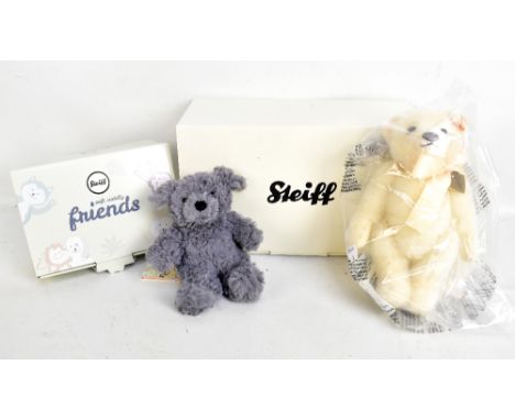 STEIFF; two boxed teddy bears comprising No.24 Memories MBI with heart shaped tag featuring verse, approx length 24cm, and a 