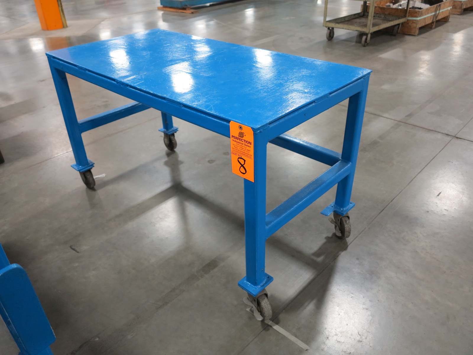 Metal Table On Casters 42 X 24 X 28   Original 