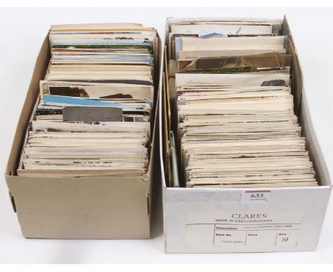 Two boxes of vintage postcards, to include topographical and architectural examples 