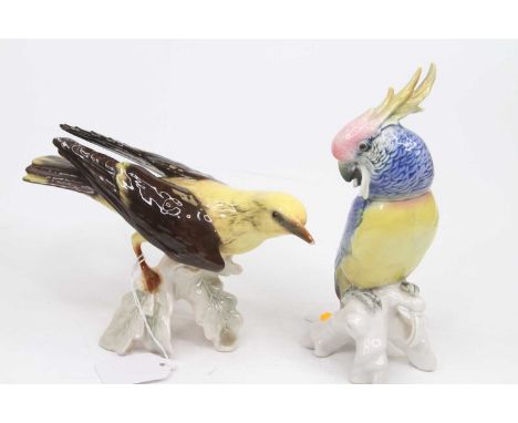 A Karl Ens porcelain model of a parrot, h.20cm; together with a Goebels model of a bird, h.12cm (2)Karl Ens parrot appears go