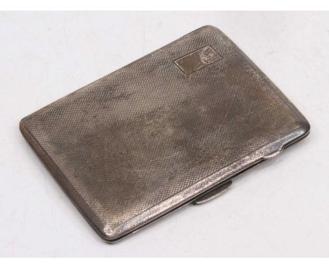 A George VI silver cigarette case, having engine turned decoration, Birmingham 1938, 4.2ozt 