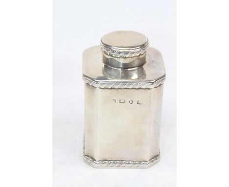 A Victorian silver tea caddy, of canted rectangular shape, Birmingham 1894, 6.1oztAge related marks, tarnish &amp; extra poli