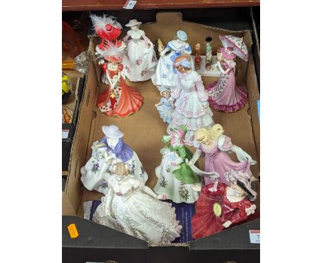 A Royal Worcester porcelain figure of a lady 'Sweetest Valentine', limited edition No.5625/12500, h.21cm; together with vario