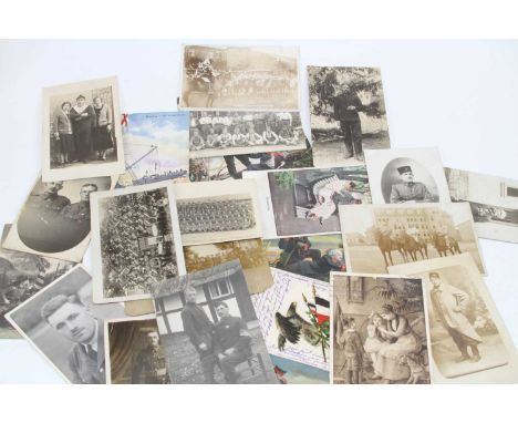 A collection of World war I &amp; II vintage military postcards, including portraits, Regemental, Real photographic examples.