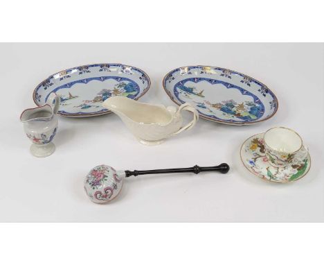 A collection of ceramics to include Chinese famille rose porcelain ladle, having turned wooden handle, length 28cm; 19th cent