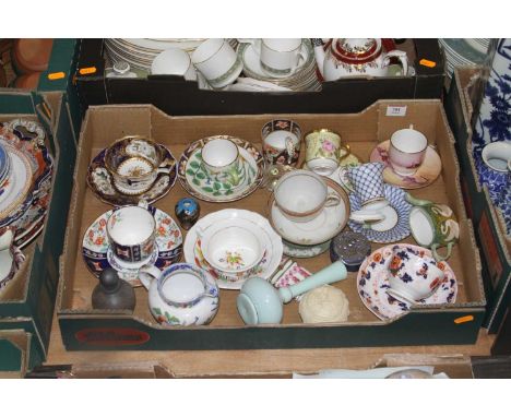 A collection of ceramics, to include a Victorian blue and gilt teacup and saucer, and a Royal Worcester coffee can and saucer