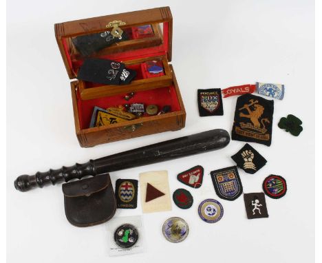A collection of miscellaneous items to include a British Army Amoured Division cloth formation sign, various Girl Guides and 