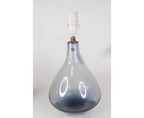 A 20th century smoky glass table lamp, of conical shape, h.25cm (excluding fittings)