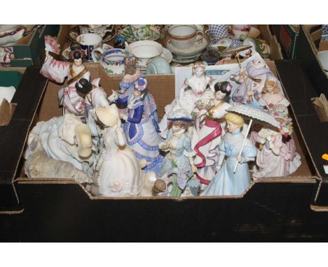 A collection of porcelain figures of ladies, to include Gorham and Royal Worcester 
