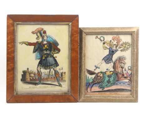 Five 19th Century theatrical colour 'tinsel' prints, embellished with sequins and other decorations comprising - 'Mrs Wingrov