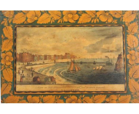A fine early Tunbridge ware print, paint and pen work white wood sewing box in the chinoiserie style, of rectangular form. Th