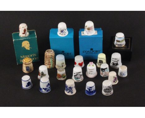 A large collection of 20th Century ceramic thimbles, including Royal Worcester (27), Wedgewood (9), Spode (9), Coalport (7), 