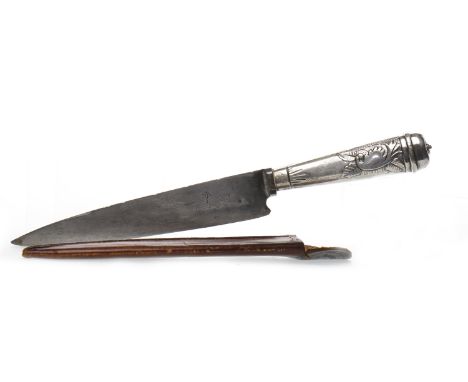 19TH CENTURY 'GUACHO' KNIFEmaker H. Boker & Co., Solingen, the blade marked 'Arbolito', the silver handle decorated with scro