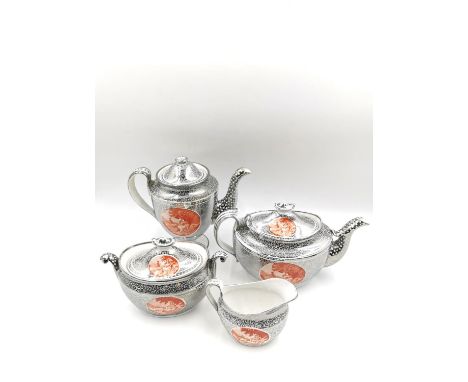 A rare late 18th/early 19th century Factory Z Staffordshire silver lustre part tea and coffee service to include a teapot, co