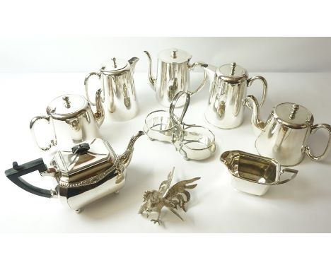 Quantity of Silver Plated Wares, to include hotel pots, three piece tea set etc 