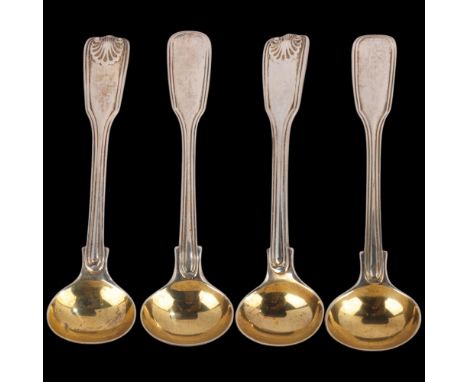 2 pairs of Victorian silver mustard spoons, Chawner & Co, London 1846 and 1848, 11.5cm, 3oz total . Condition Report:No damag