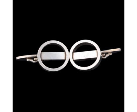 GEORG JENSEN - a pair of Danish modernist sterling silver geometric cufflinks, designed by Soren Georg Jensen, model no. 91, 