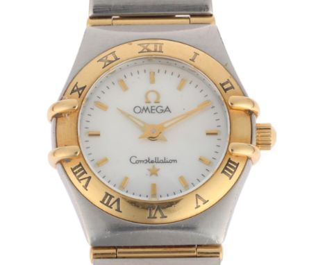 OMEGA - a lady's bi-metal Constellation quartz bracelet watch, ref. 795.1203, circa 2010, mother-of-pearl dial with gilt bato