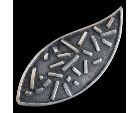 RUDOLF ANDRESEN - a Danish modernist sterling silver niello abstract brooch, 65.4mm, 11.6g . Condition Report:No damage or re